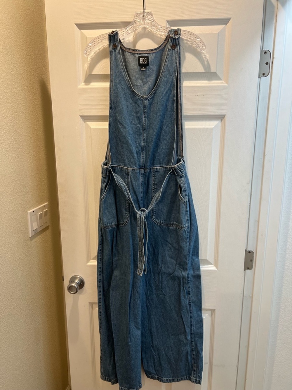 BDG Light Blue Denim Cropped Wide-Leg Jumpsuit
